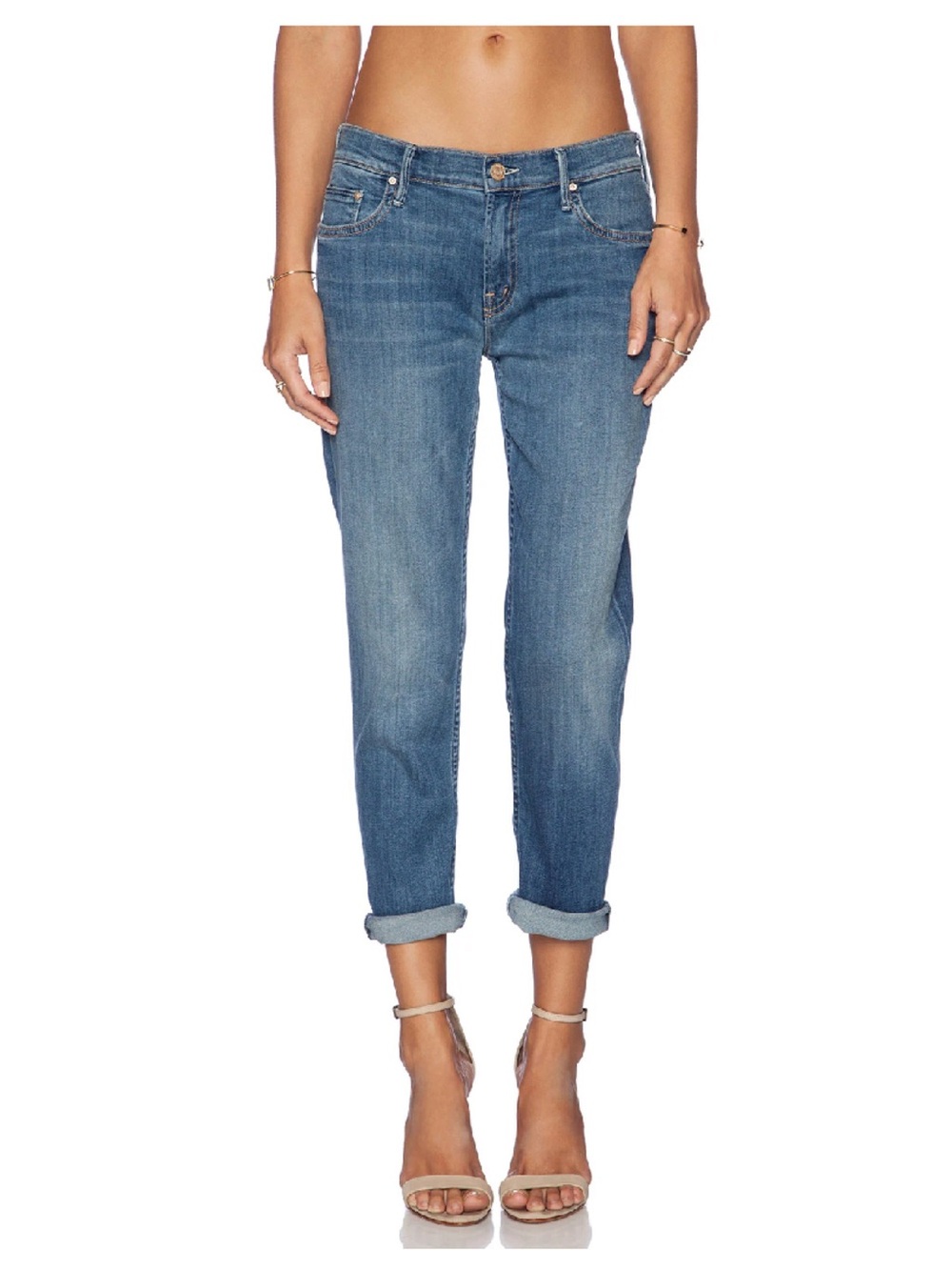 MOTHER The Drop Out Midrise Crop Jeans in Lost and Found Wash